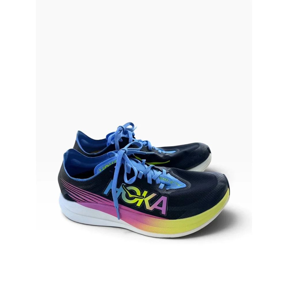 Hoka Rocket X 2 Womens 9.5 Running Shoes Black Multi Carbon Plate 1127927 BKML